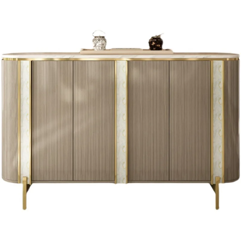 

American-style light luxury solid wood entrance cabinet, marble countertop, entrance hall partition cabinet