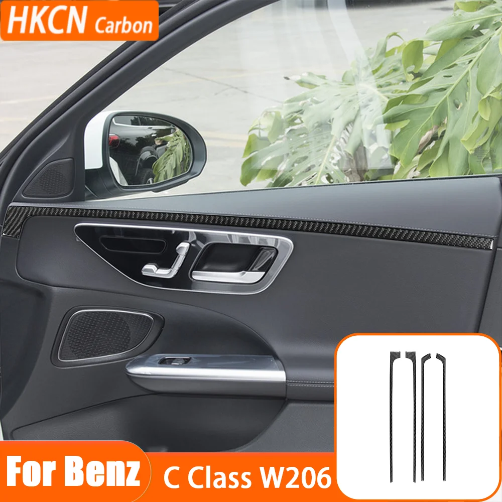 

For Benz C-Class W206 2022+ Car Accessories Door Inner Decorative Strip Panel Set Carbon Fiber Interior Sticker Modification