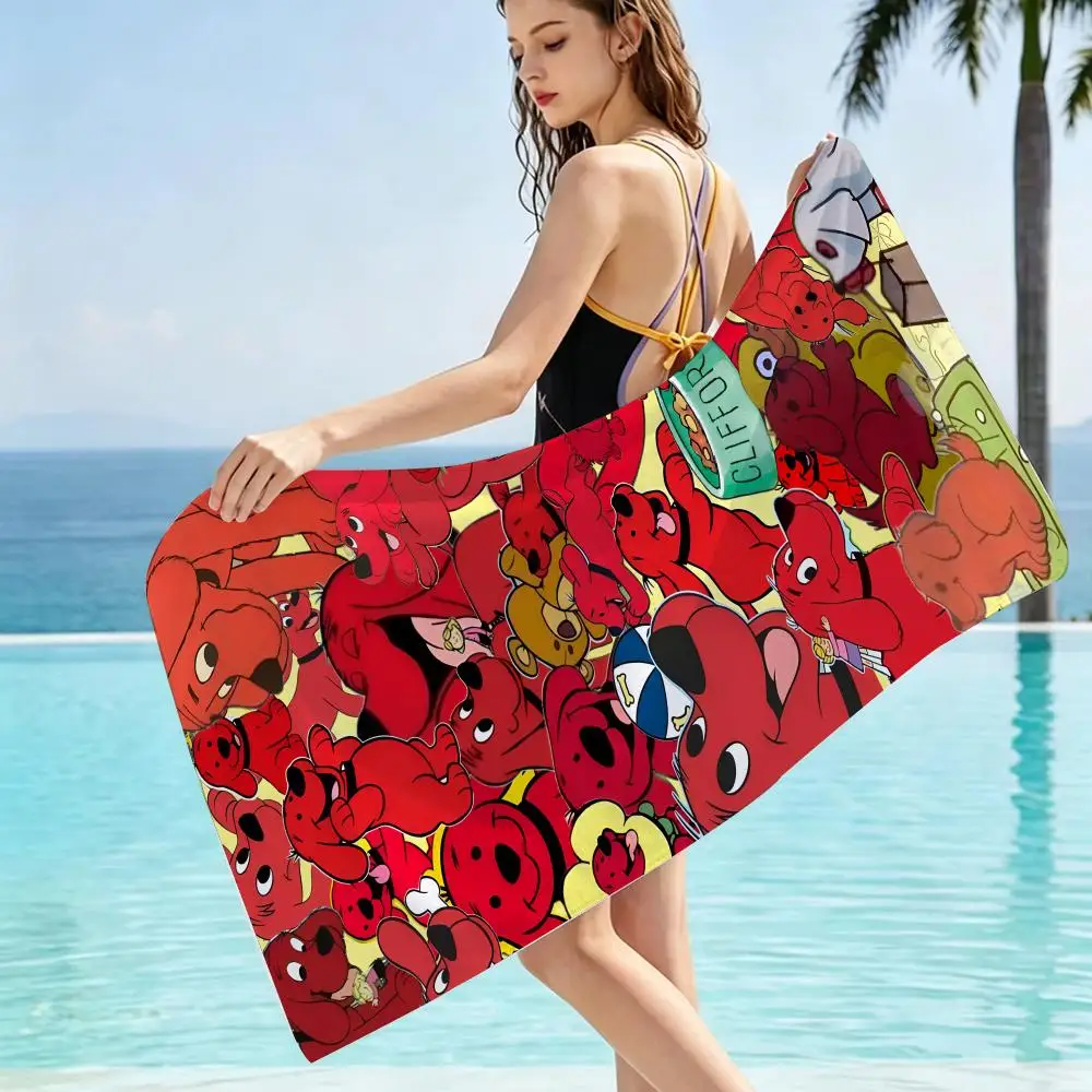 Cartoon C-Clifford The Big Red Dogs Towel Multi-purpose Quick Dry Towel Family Outdoor Pool Beach Travel Daily Bath Use