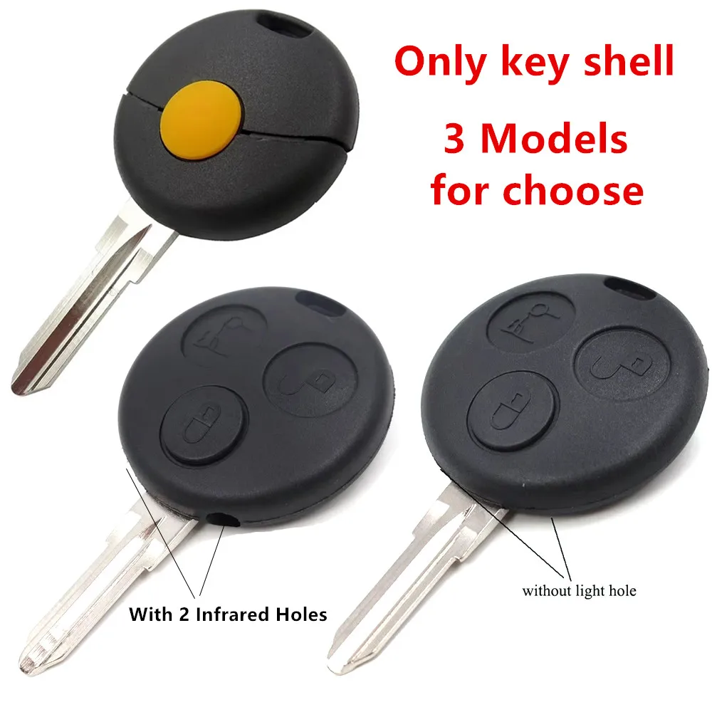 

KEYECU Replacement Uncut Remote Car Key Shell Case 1/3 Buttons for Smart Fortwo 450 Forfour 451 Roadster City Passion 2000-2005