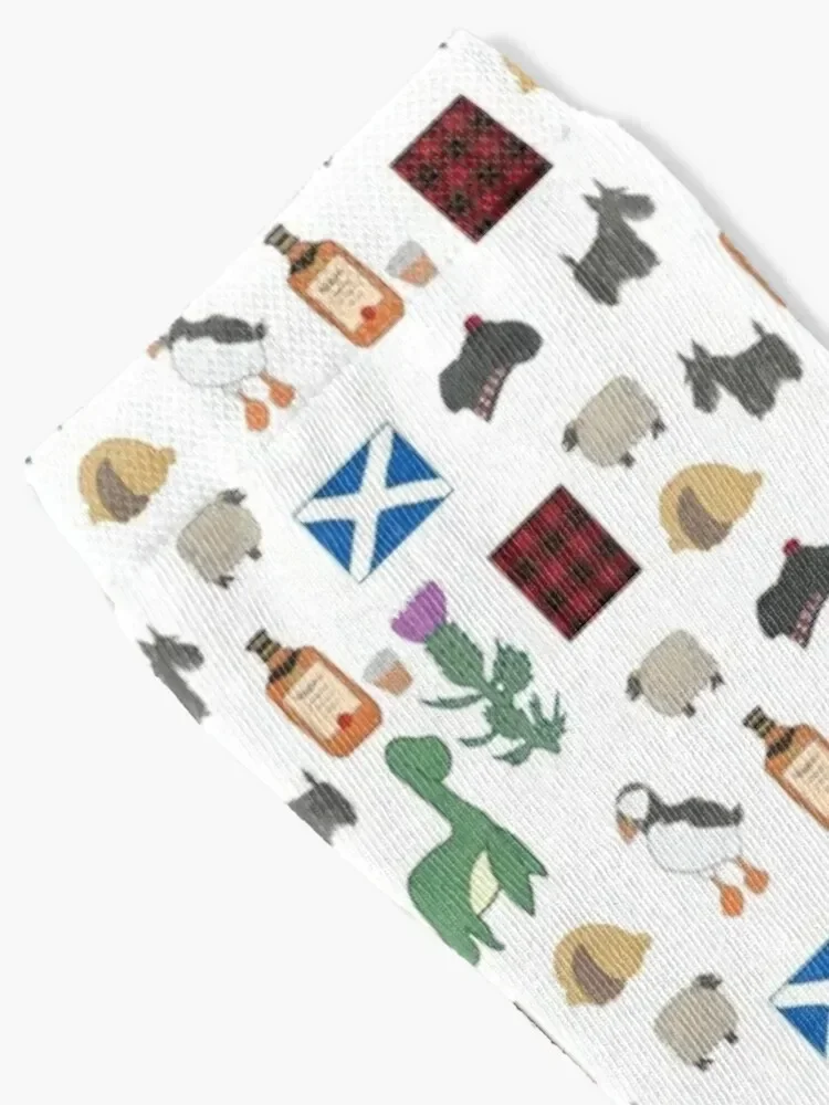 Cute Scottish Icons Drawing Pattern Design Socks with print Children's man sports and leisure Socks Girl Men's