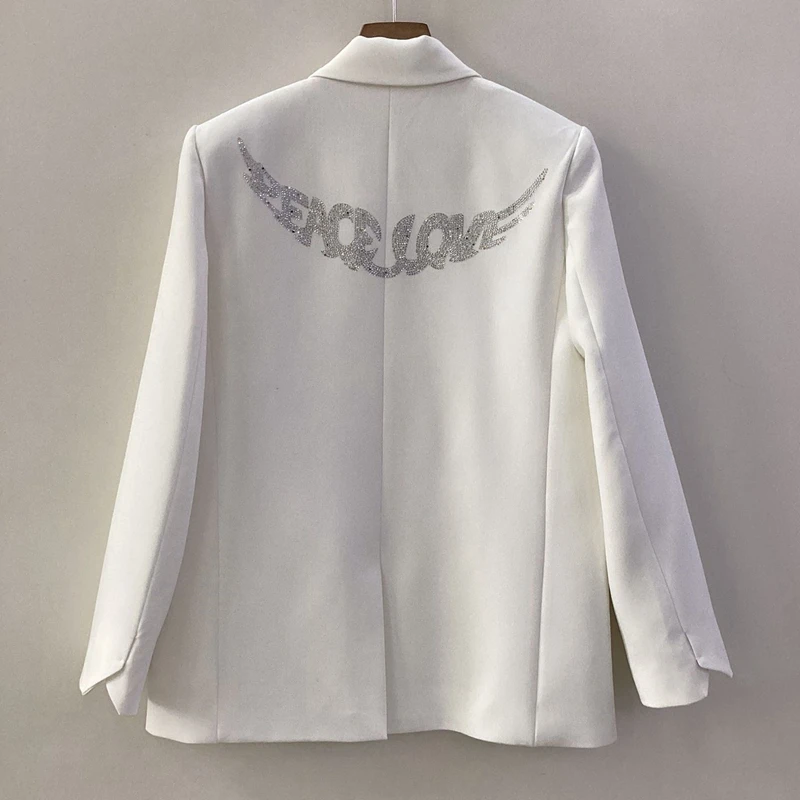 Suit jacket female spring and autumn 2024 new fashion high-end back wings rhinestone casual jacket jacket