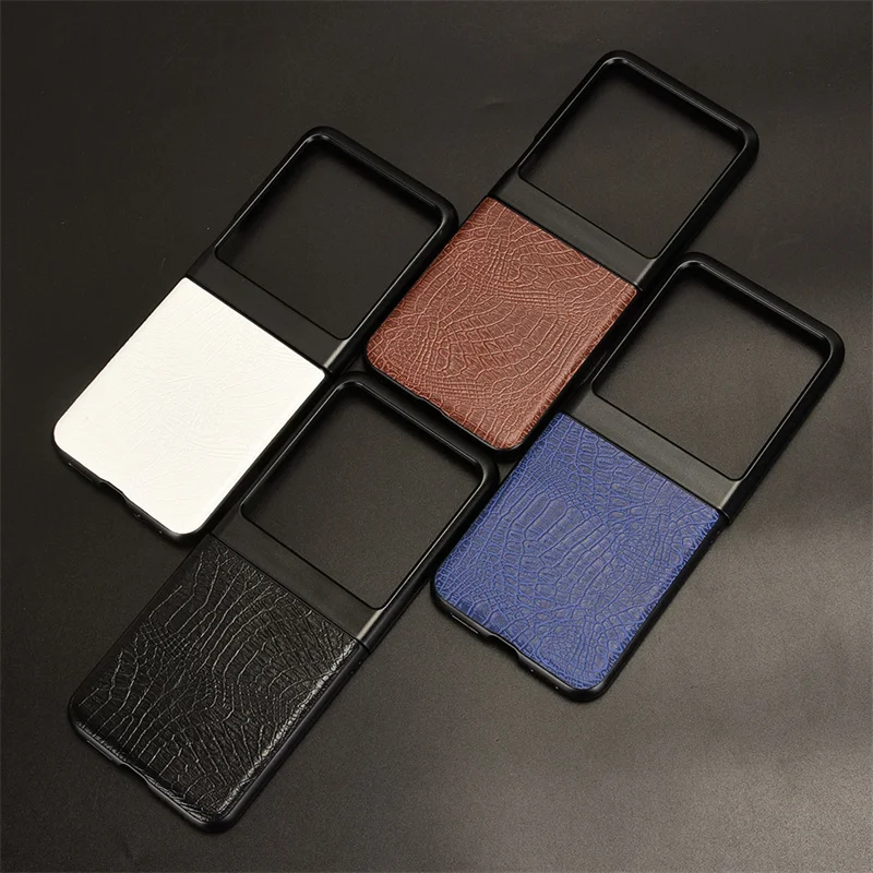 For Motorola Moto Razr 50 XT2453 Case Crocodile Grain PU Leather Skin Matte Hard Back Cover Phone Case for Moto Razr 50 Razr50