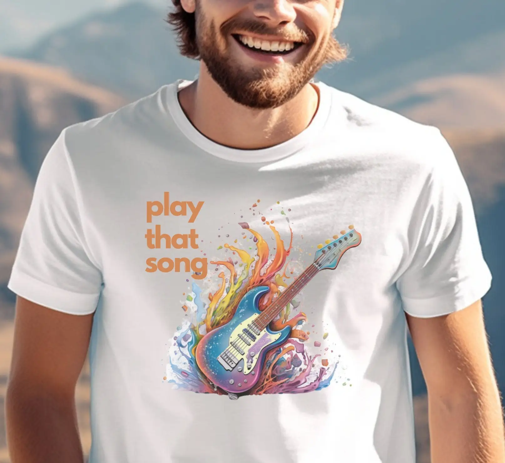 

Play That Song Guitar T Shirt Cool Funny Cotton Print