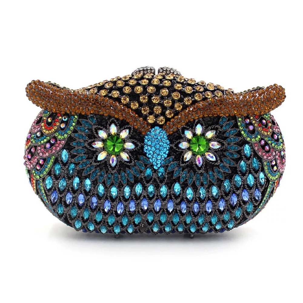 

WHTUOHENG Rhinestone Owl Evening Bag Diamonds Women Party Dinner Clutches Luxury Banquet Stone Clutch Crystal Prom Handbags