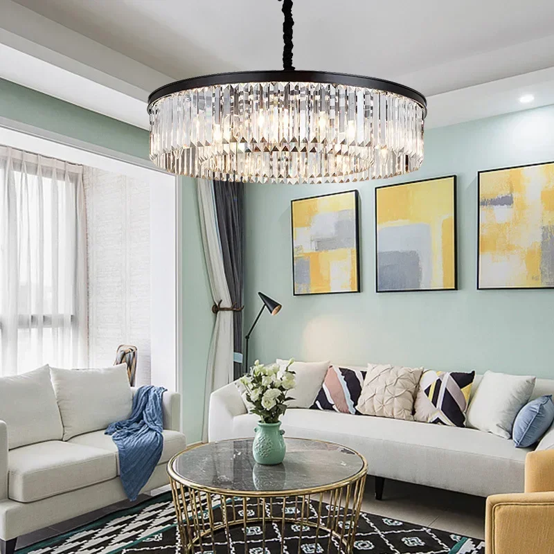 Nordic Luxury Modern LED Chandelier Elegant Ceiling Pendant Lights for Bedroom Living Room Smoke Grey Amber Crystal Fixture
