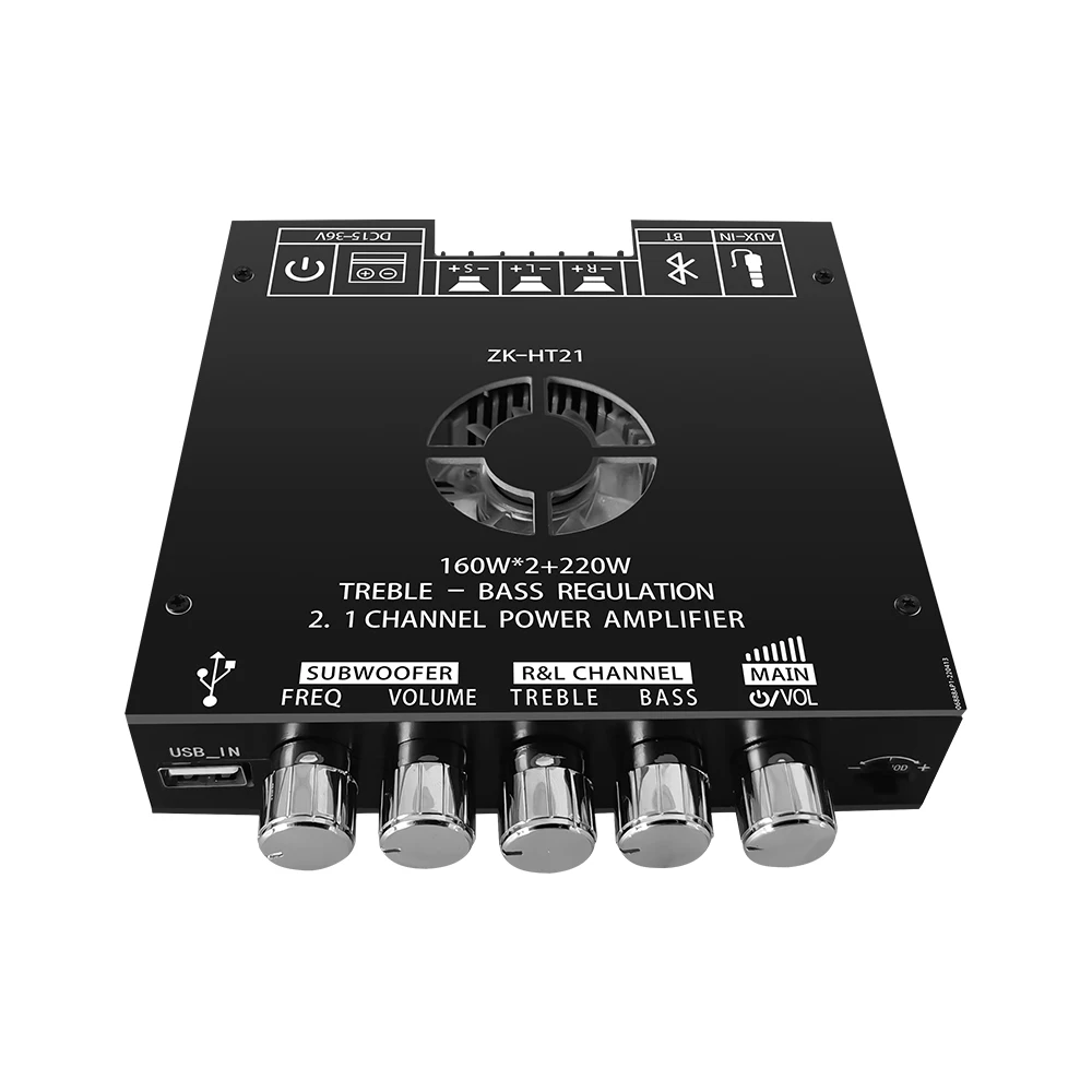 ZK-HT21 Modul Amplifier Daya Audio DC15-36V TDA7498E Modul Papan Amplifier 160WX2 + 220W 2.1 Saluran HiFi Kompatibel dengan Bluetooth