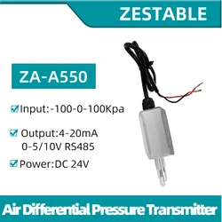 Air Gas Wind Pressure Differential Sensor Transmitter 4-20mA 0-10V 0-5V RS485 Differential Pressure Meter