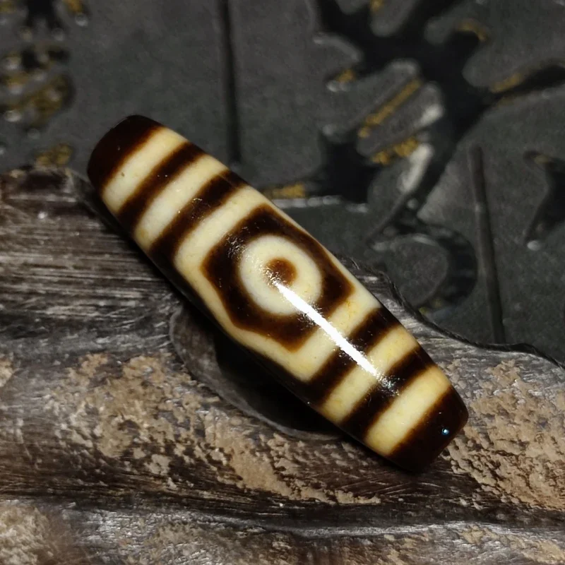 

40*11mm High-end Tibet Old Yellow 3 Eyes Totem Agate Dzi Beads Men's&Women's Amulet Jewelry Bracelet Necklace DIY Free shipping