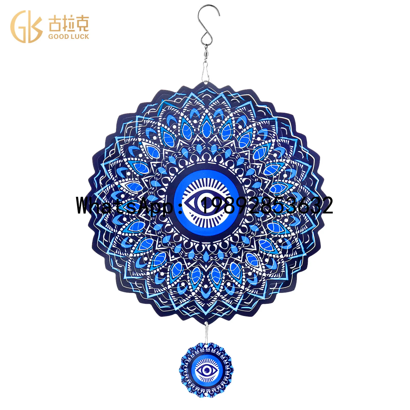 

Zz wind chime mandala evil eye garden patio stainless steel ornament