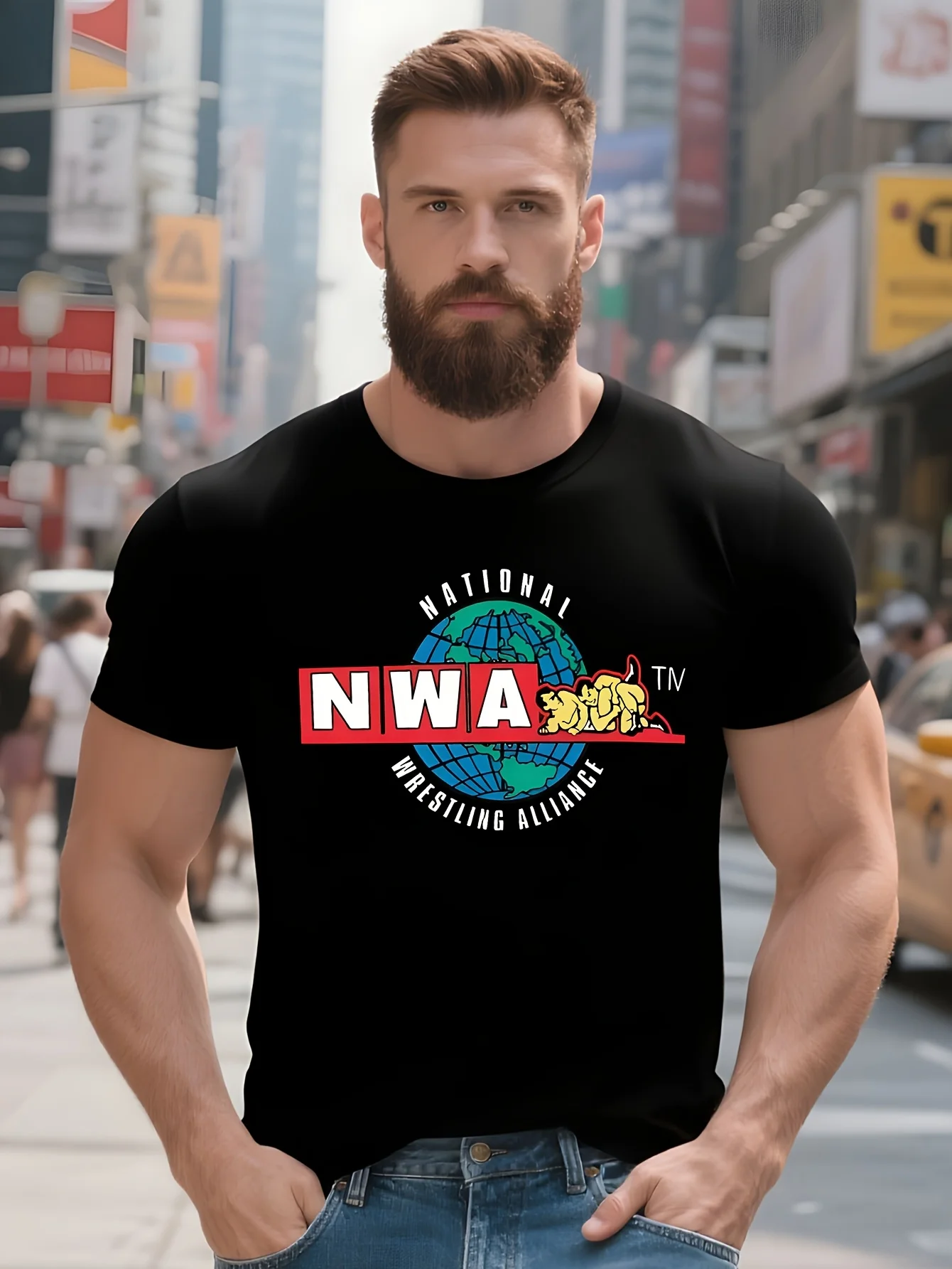 

harajuku NWA-National Wrestling Alliance Classic T-Shirt kawaii clothes Short sleeve tee for a boy heavy weight t for men