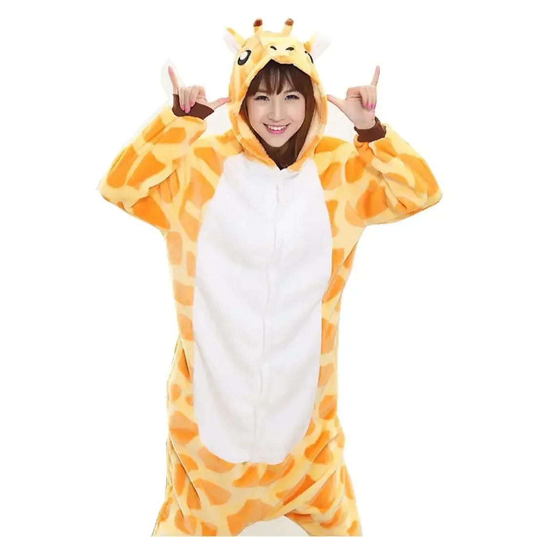 Giraffe Onesie Adult Animal Pajamas Suit Women Men Kids Sleepwear Onepiece Winter Anime Jumpsuit Halloween Christmas Cosplay