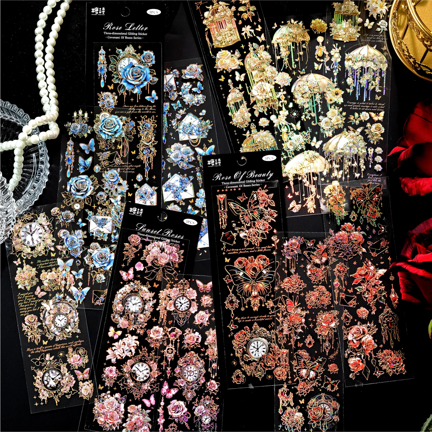 3 pcs/1lot Rose Covenant series Kawaii Scrapbook Stickers Scrapbooking Supplies Planner Decorative Craft Stationery Sticker