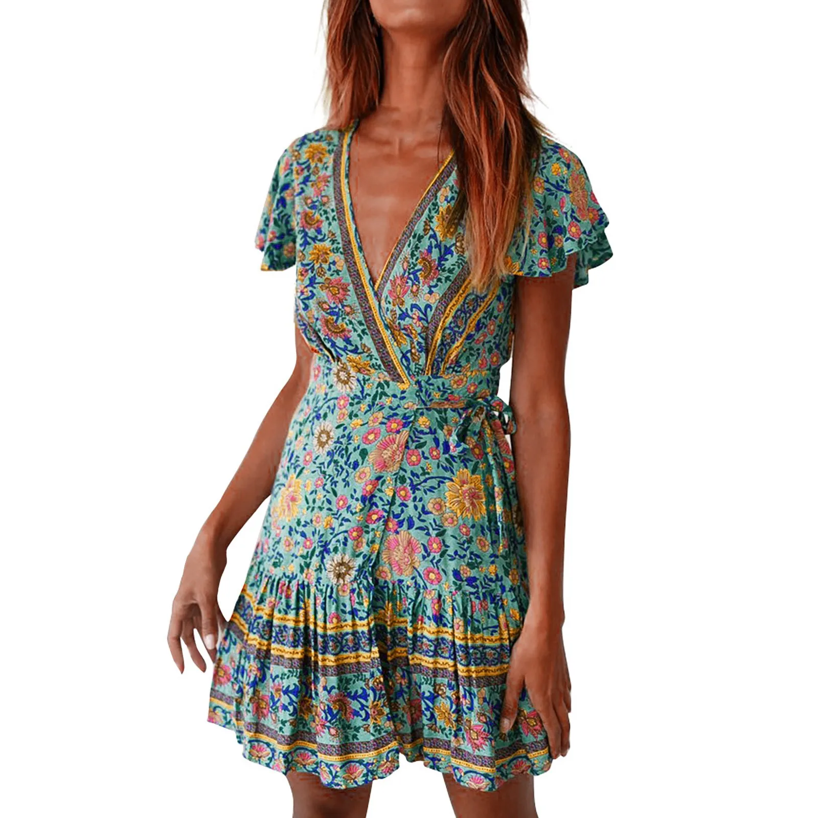 

Fall Dresses For Women Women'S V Neck Sexy Printed Dress Short Skirt Plus Size Prom Dresses Short Suit Dress For Women