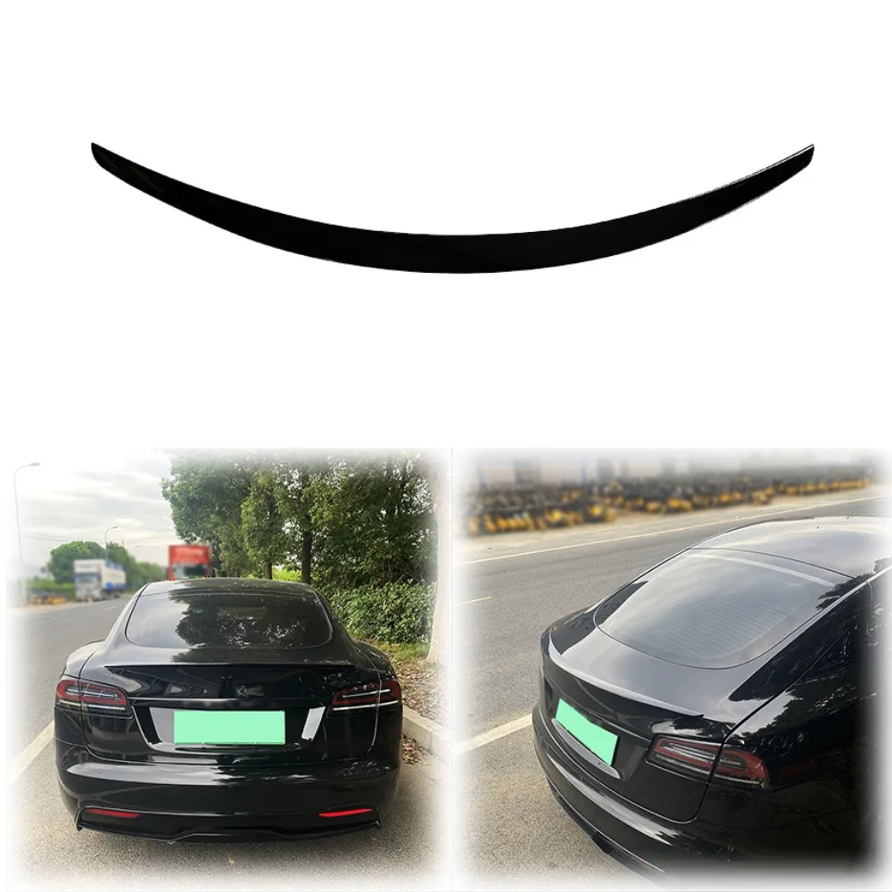 Dal 2012 al 2023 per Tesla Model S Car Spoiler posteriore Wing Lip Cover materiale ABS di alta qualità Kit corpo effetto fibra di carbonio nero