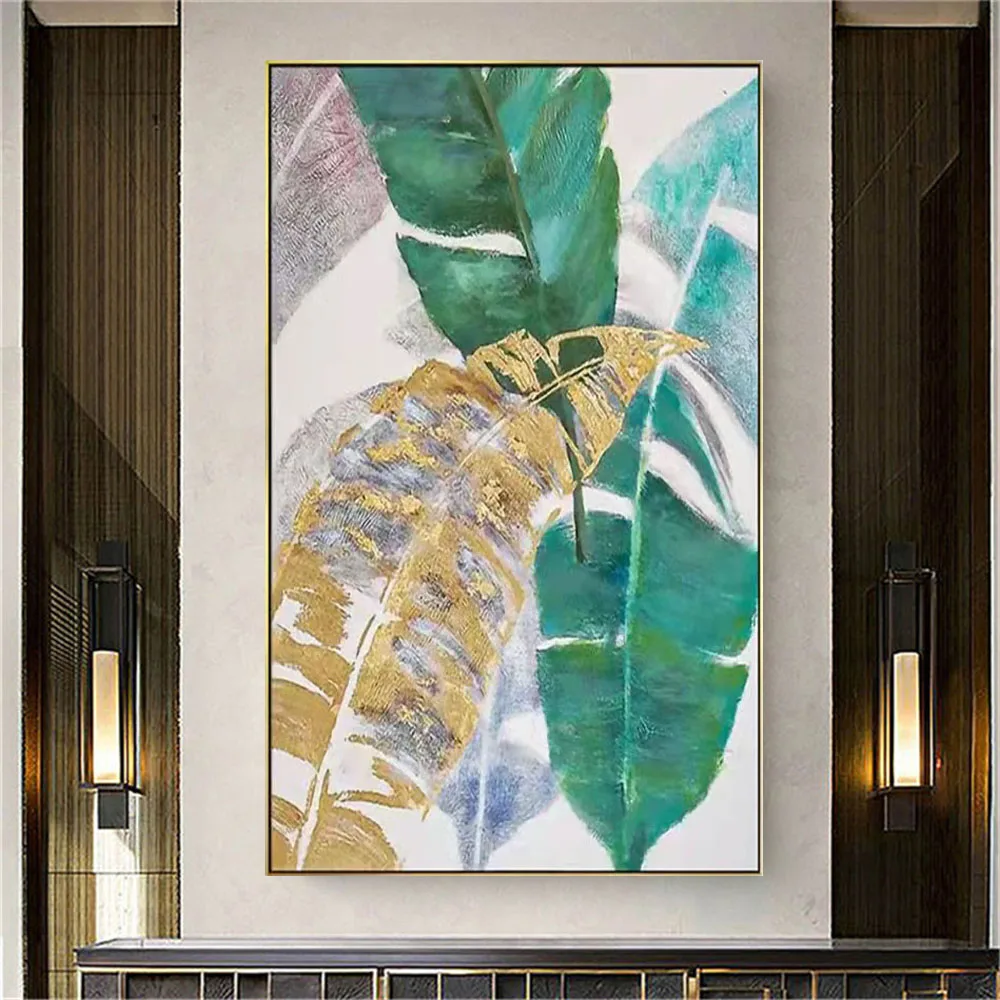 Modern Hand-Painted Abstract Oil Painting Minimalist Paint Green Texture Wall Art Canvas Paintings Decor Living Room Porch Mural