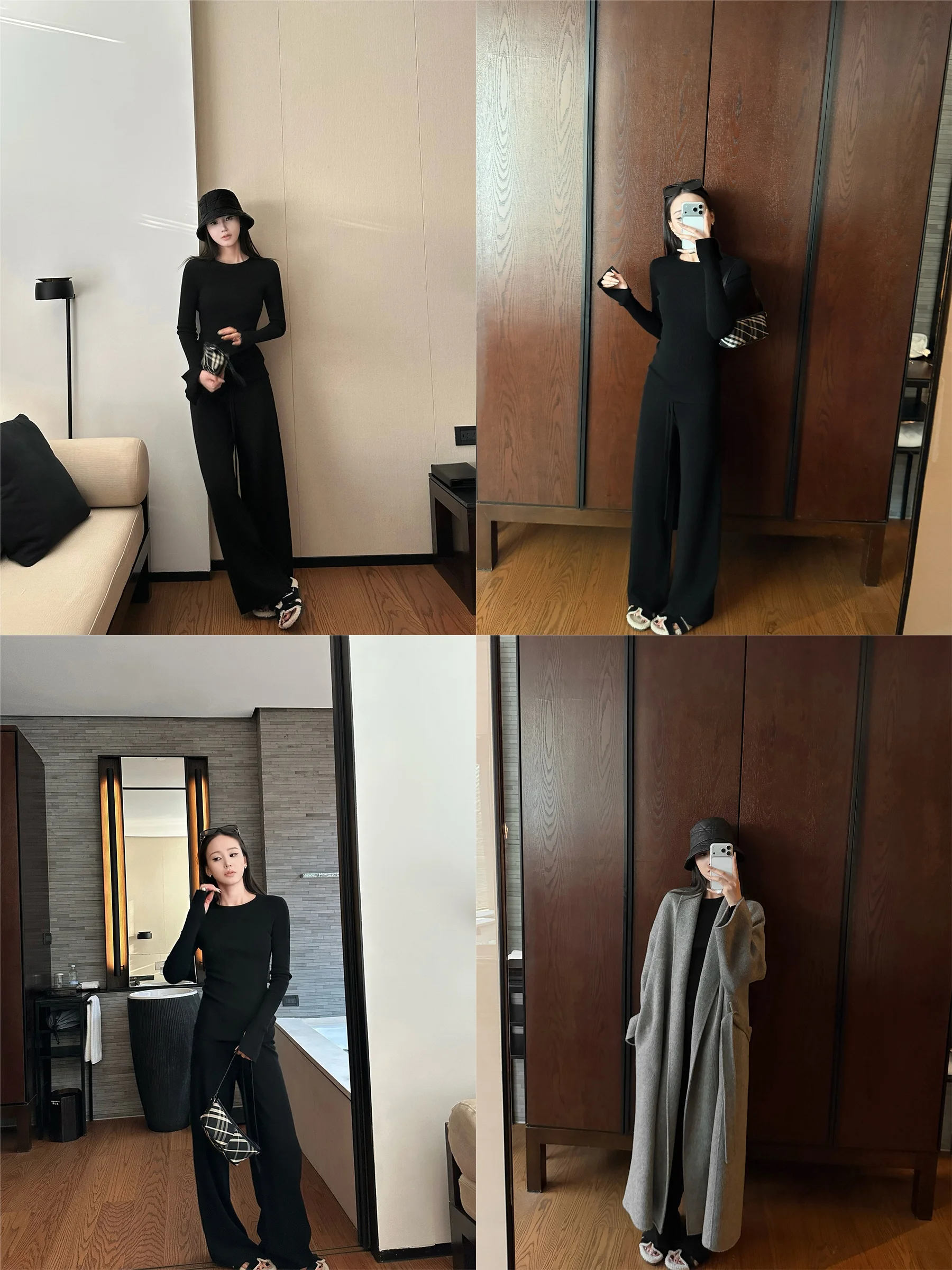 

Комплект из трикотажных брюк прямого кроя и топа 5werkwen mat Bla Label из смесовой шерсти – модная повседневная рабочая одежда для женщин