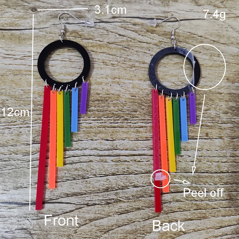 Fashion Long Acrylic Rainbow Earrings For Women Cute Colorful Geometric Drop Earring Designer Jewelry