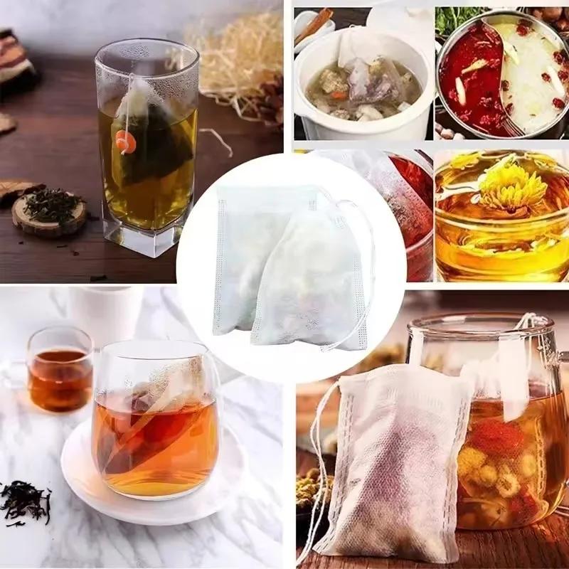 100pcs Tea Bags Disposable Soup Seasoning Tea Bag Stew Ingredients Traditional Chinese Medicine Decoction Gauze Tea Brewing Bags