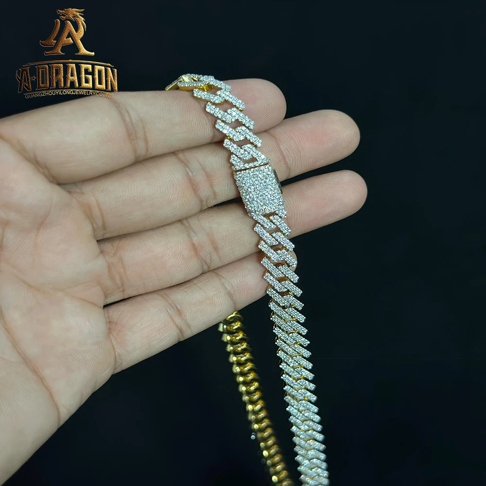 Factory Custom Real 10k 14k Gold Vvs Moissanite Diamond Cuban Chain Necklace Iced Out Men Fine Jewelry 18mm 19mm 20mm 22mm