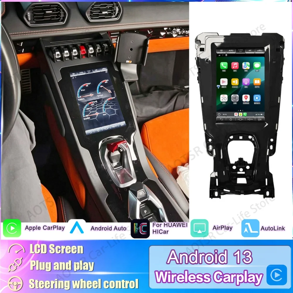 For Lamborghini Huracan 2014~2018 Android Car Radio Built-in Oil Temp Oil Pressure Battery Voltage Gauge GPS Multimedia Stereo