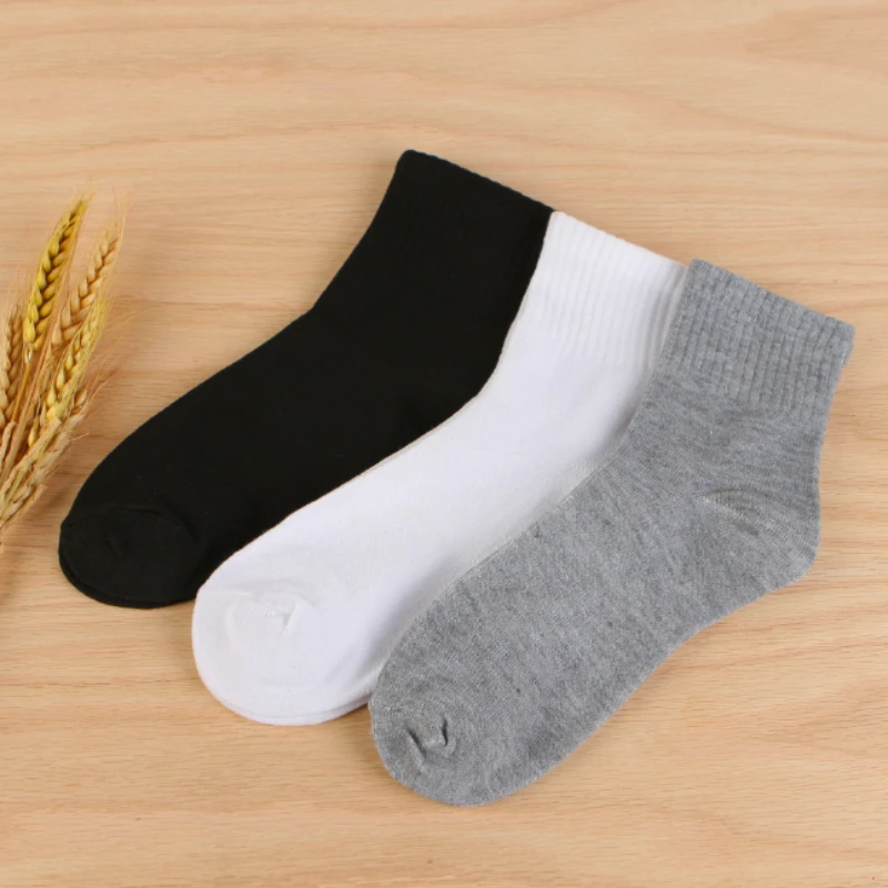 5Pair/Lot Men Socks Male Business Solid Color Tube Calcetines Breathable Crew Mid Thin Socks Black White Spring Summer