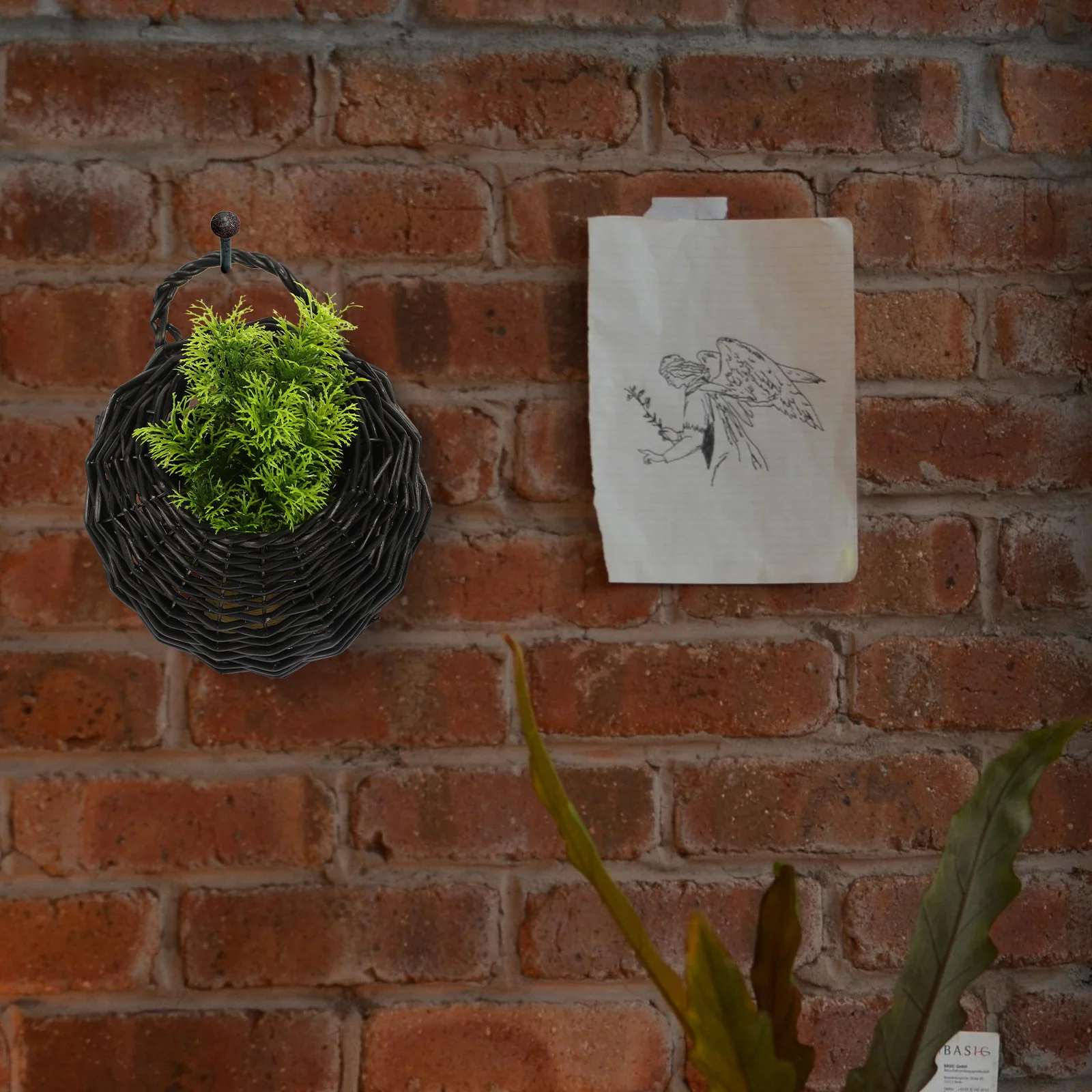 

Wicker Woven Plant For Home Office Decor Storage Organizer Wall Flower Holder Indoor Hanging Woven Baskets Wall Basket Decor