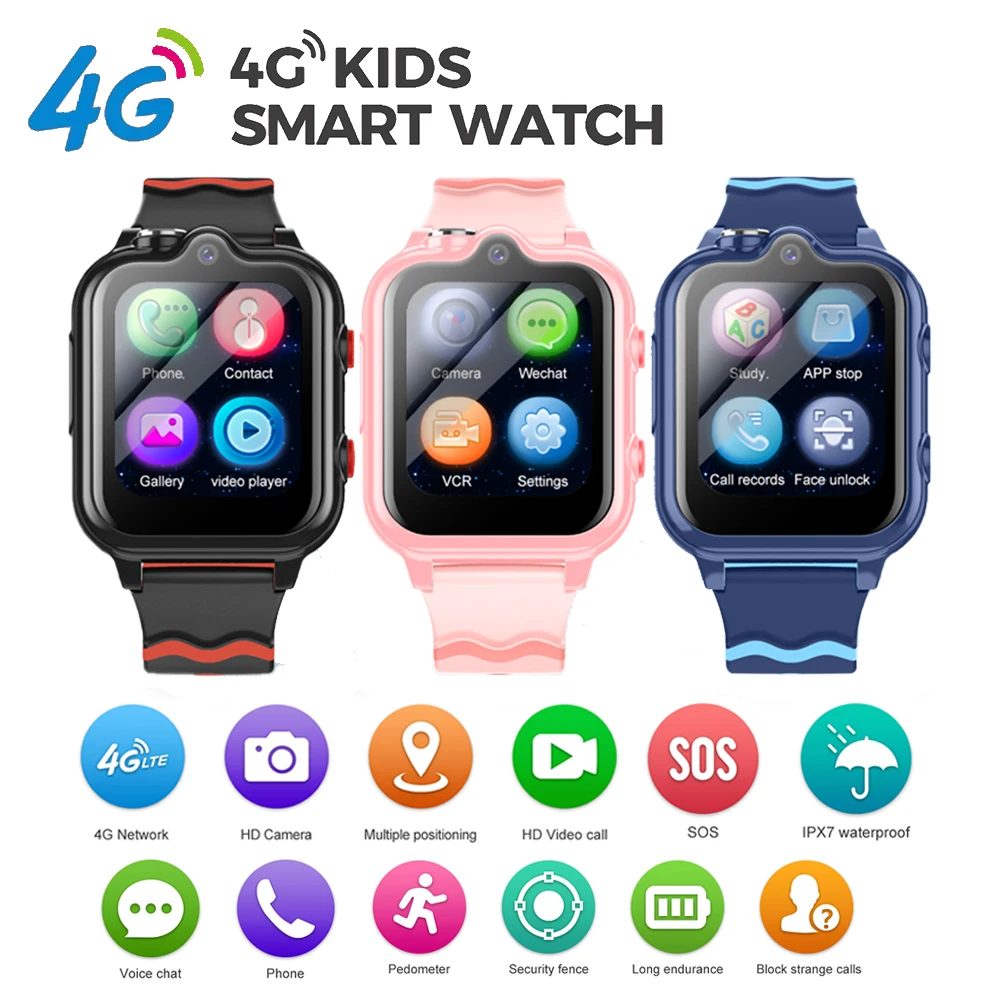 D35 4G Kids Smart Watch ROM 8GB SIM Video Call Phone Watch Waterproof GPS SOS Location Monitor Children Boy Girl Smartwatch Gift