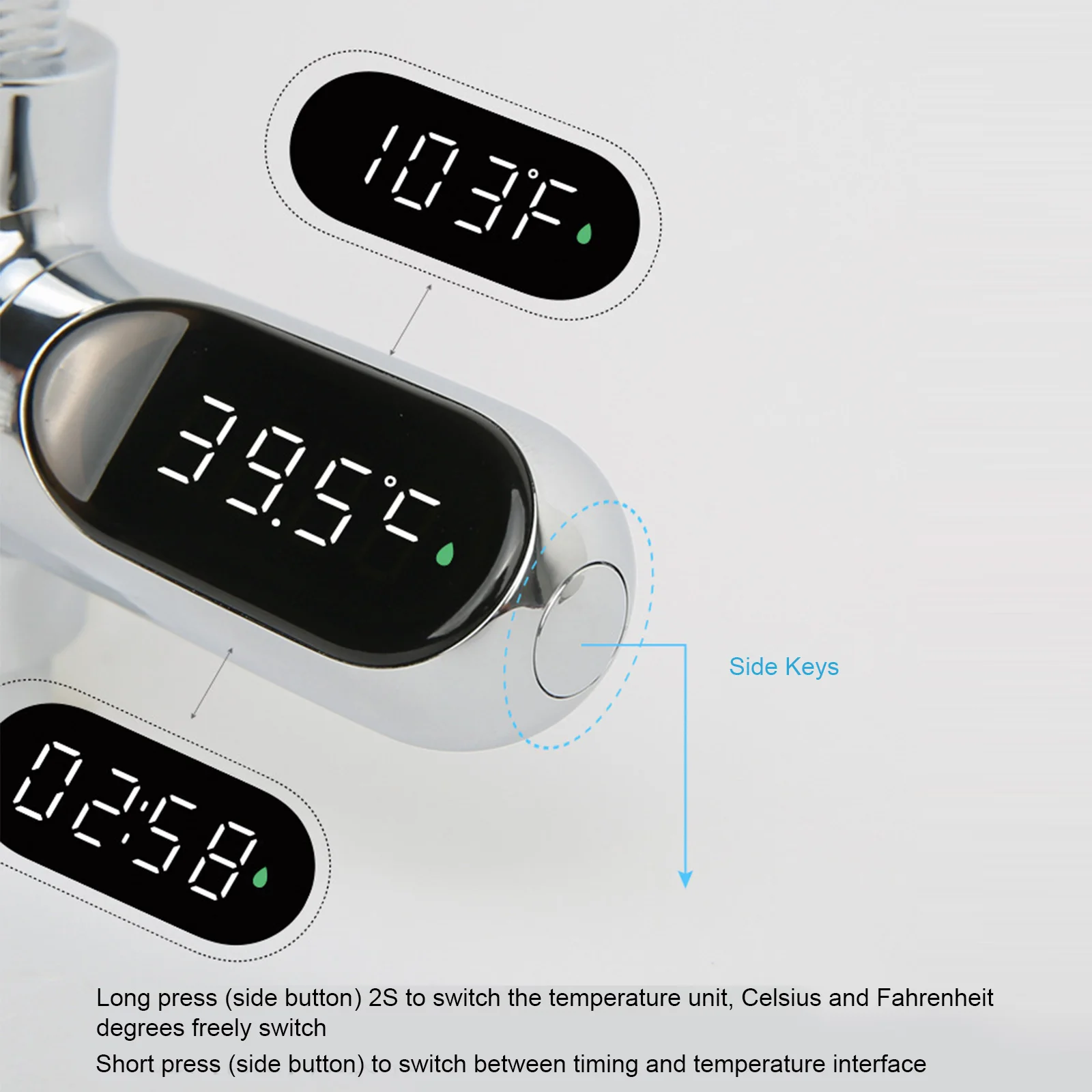 Base del rubinetto della doccia con termometro Display digitale a Led temperatura dell'acqua del bagno schermo rotante 360 per la cucina del bagno di casa