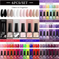 MTSSII 6PCS/Set Sparkly Red Roes Red Gel Nail Polish Shinning Nail Art LED UV Gel Varnish Nail Supplies Manicure Kit for Nails