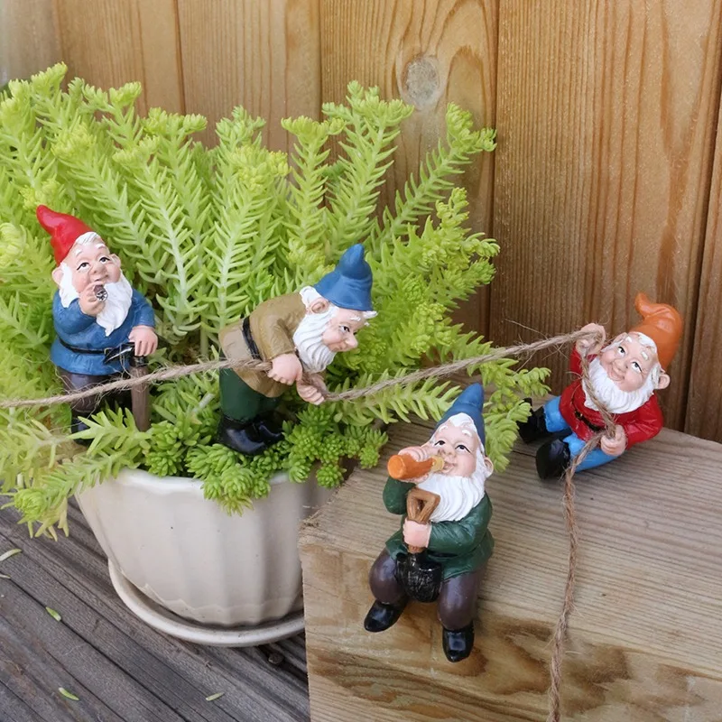 

ResinDwarf Elf Figurine Set Mini Garden Lawn Flower Pot Ornament Home Courtyard Decoration for Valentine's Day and Birthday Gift