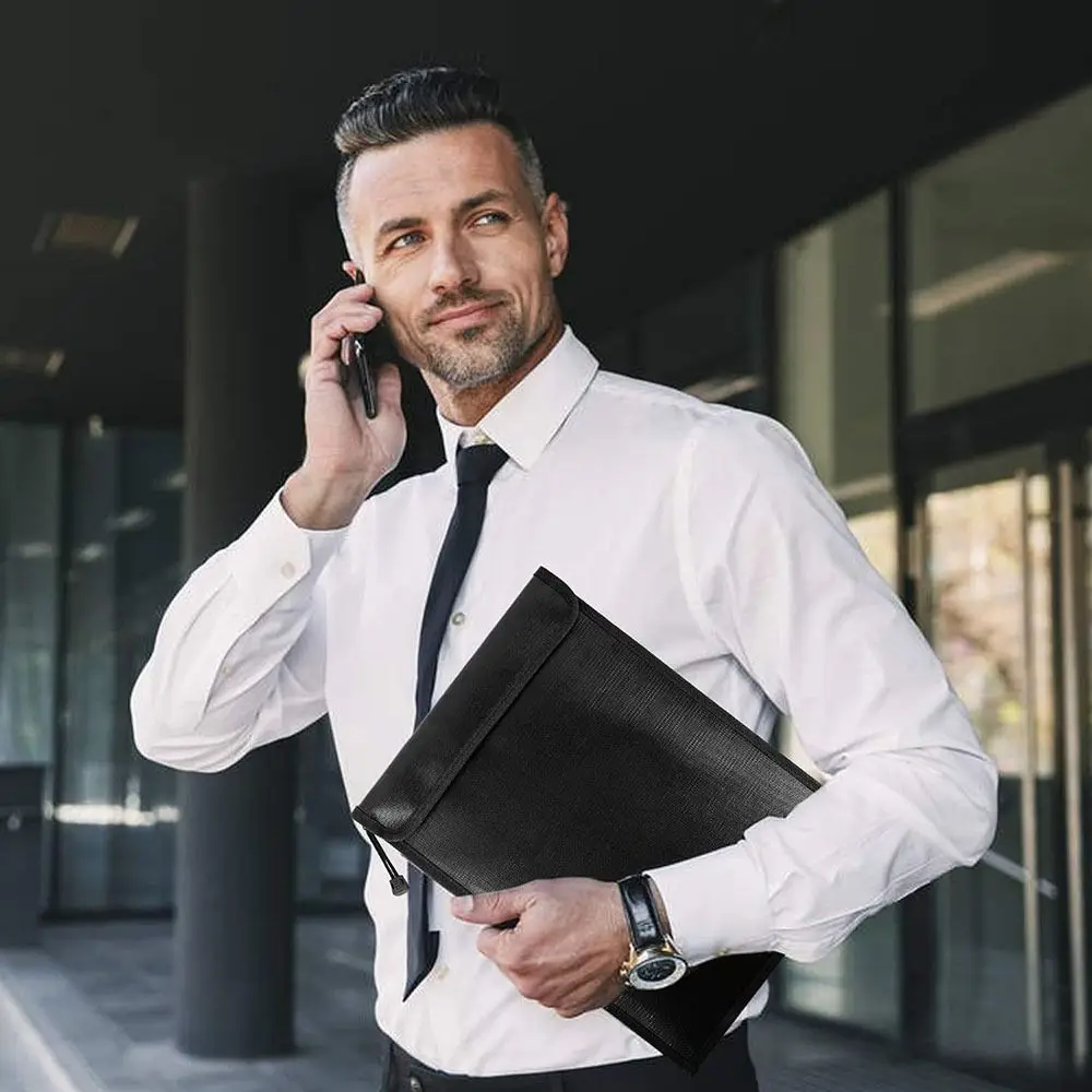 Waterproof Fireproof Document Bag Portable Zipper Closure Fireproof Shielding Folder Signal Blocker S/M/L