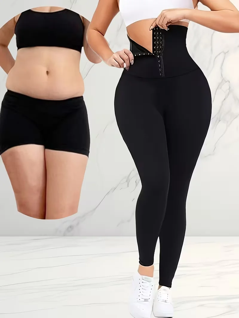 Damskie legginsy z wysokim stanem zapinane na guziki na wiosnę i lato, dopasowane spodnie sportowe i do jogi, odzież plus size/legginsy plus size
