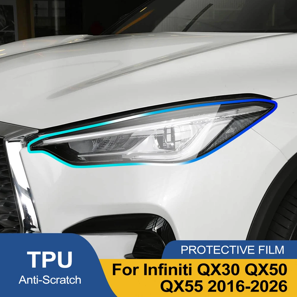 

Предварительно нарезанная защитная пленка из ТПУ для фар Infiniti QX30 QX50 QX55, дымчато-черная, глянцевая, антицарапинная, виниловая, комплект для наклеивания