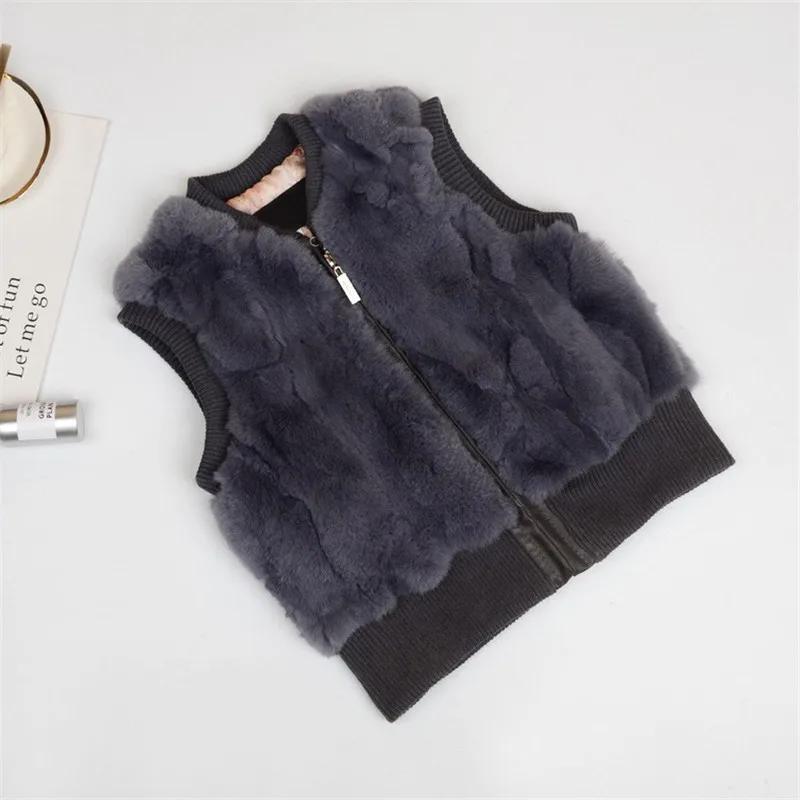 FURSHEHE 2024 Hot Selling Kids Adult Thick Warm Real Rex Rabbit Fur Vest Autumn Winter Sleeveless Gilets Fashion Waistcoat