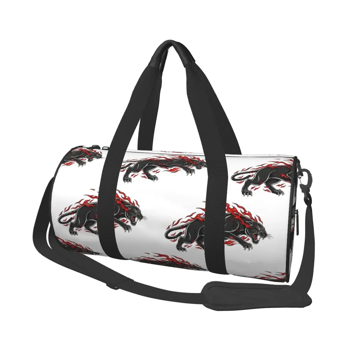 

Fiery Panther Flaming Beast Large Duffle Gym Bag Waterproof Duffle Travel Bags Handbags Fitness bag