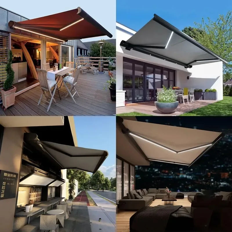 Patio Box Outdoor Full Cassette Aluminum Electric Folding Retractable Awning