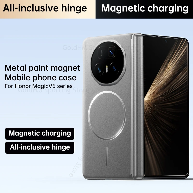 

For Magsafe Hinged Case For Honor Magic V5 V3 V2 Wireless Charging Metal Paint Magnetic Tough Cover For HONOR Magic Vs3 Vs2 Capa