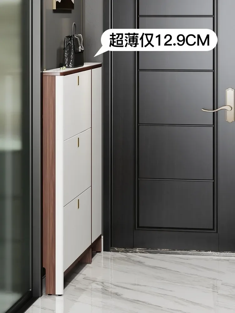 Ultra-thin tipping bucket shoe cabinet at the door of the house, household 13cm integrated against the wall and 12 cm behind