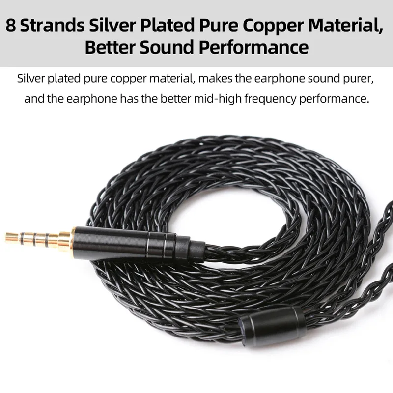 NiceHCK BlackWheat 8 الأساسية الفضة مطلي النحاس MIC كابل MMCX/NX7/QDC/0.78 2Pin ميكروفون ل DB3 C10 CA4 C12 C16 ZSN AS10 EDX