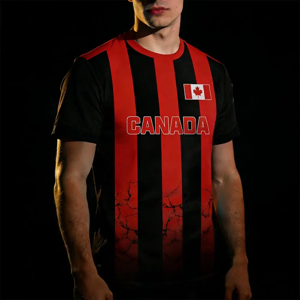 

2026 Canadian Flag Print Men's Breathable Outdoor Sports Training Breathable Men's and Women's Children's T-shirt