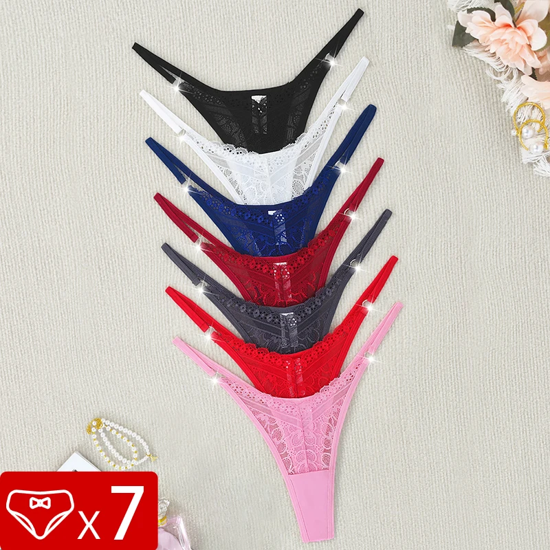 7PCS/Set Women\'s Panties Sexy Lingerie Lady Thongs G-Strings Comfortable Women Underwear Low Rise Female Underpants T-Backs