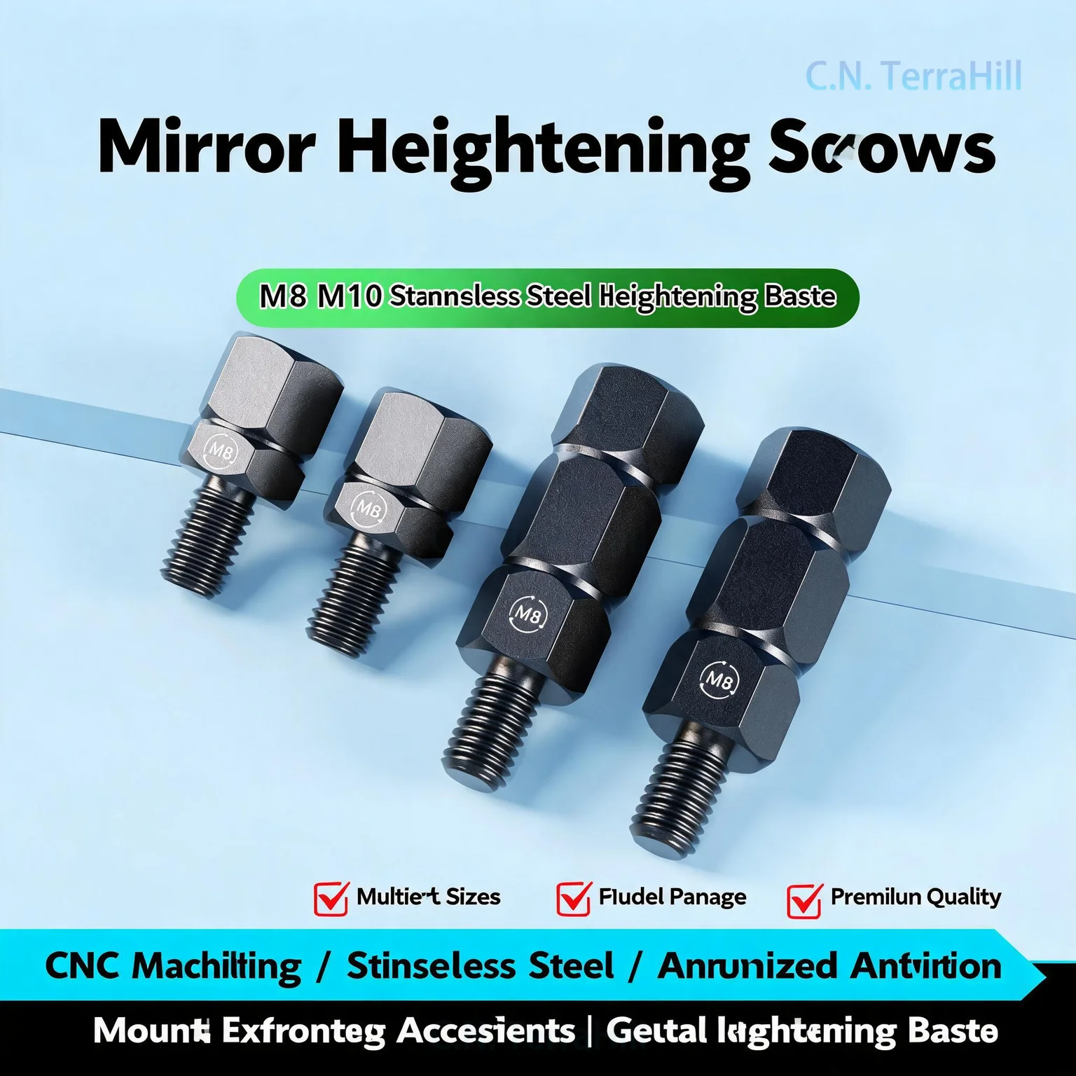 Motorcycle Phone Mount with Mirror Riser Bolts Left and Right Hand Thread for Electric Scooter Balance Bar Expansion Accessory
