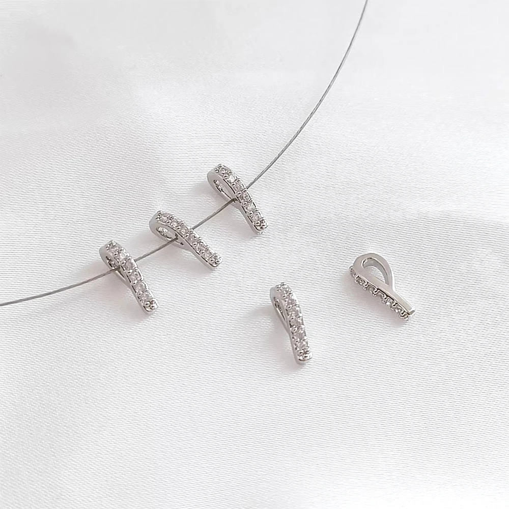 Brass Coated Gold Zircon Inlay 9-character Tulip Bead Pendant DIY Fashion Jewelry Making Necklace Bracelet Accessory Materials