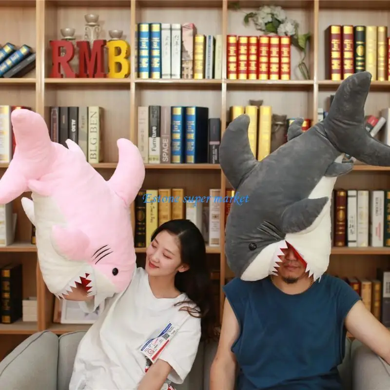 090B 35in Plush Toy Shark Super Size Cuddle for Doll Table Decoration Interactive Washable Sofa Ornament Kids Adults Gif