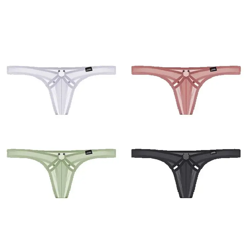 

Мужские стринги, прозрачные стринги, трусы для геев, сексуальные U-образные ультратонкие облегающие трусы из ледяного шелка, горячее нижнее белье, бесшовные футболки