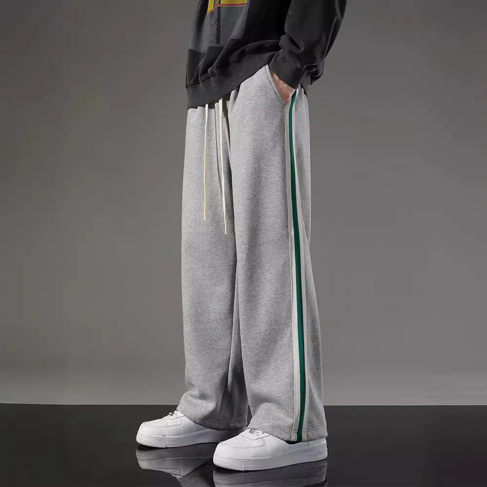 New Tall Men Pants Extra Long Length Straight Legs Winter Autumn Fleece Warm Sweatpants Male Trouser