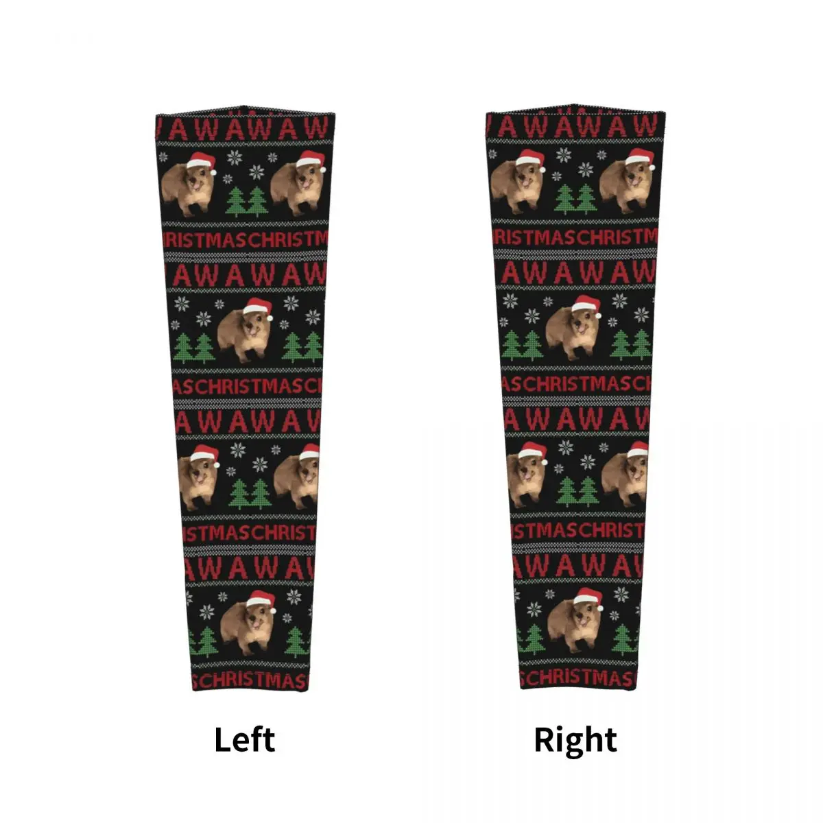 Christmas Wawa Mug Animal Hyrax Arm Sleeves Men Women Sun UV Protection Tattoo Cover Up Sports Cooling Cycling