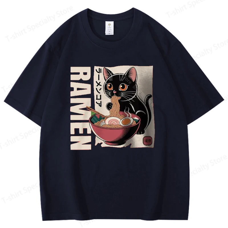 Herren-T-Shirt mit Ramen-Print, 100 % Baumwolle, Oversize, japanische Grafik-T-Shirts für Damen, Sommer-Tops, Nudel-Streetwear, Baumwoll-T-Shirt – Detail 9