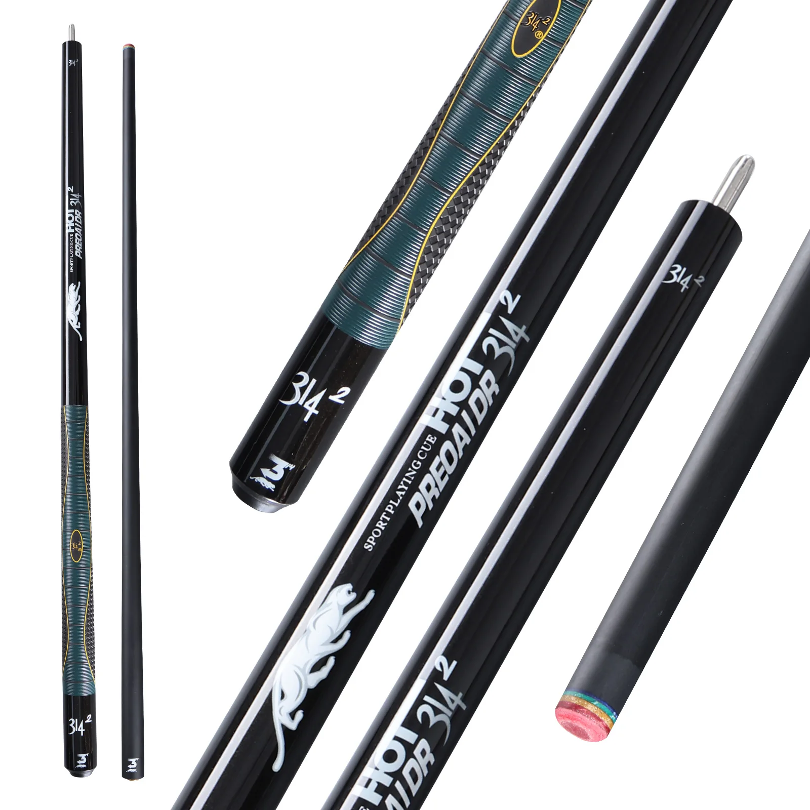PREOAIDR 314 Series Pool Cue Stick 12.5mm, Low Deflection Pool Stick with Solid Wood Butt, Professional Cue Stick with Elephant Ear Pattern Leather Grip